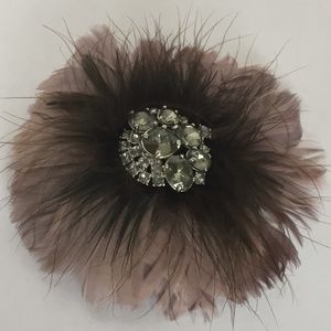 Stella & Dot feather & rhinestone pin. 4" diameter